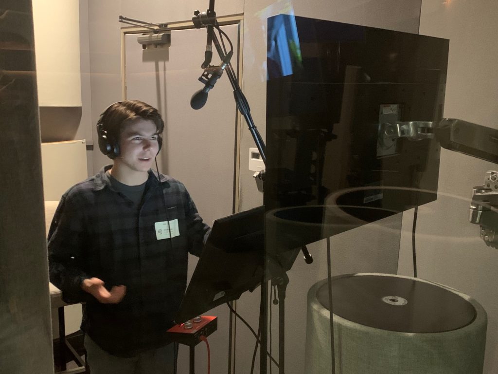 SDA student Nick Petroccione BA '20 recording