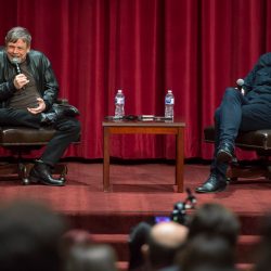 Mark Hamill sits down with Dean David Bridel for the Spotlight@SDA series in spring 2018. (USC Photo/Gus Ruelas)