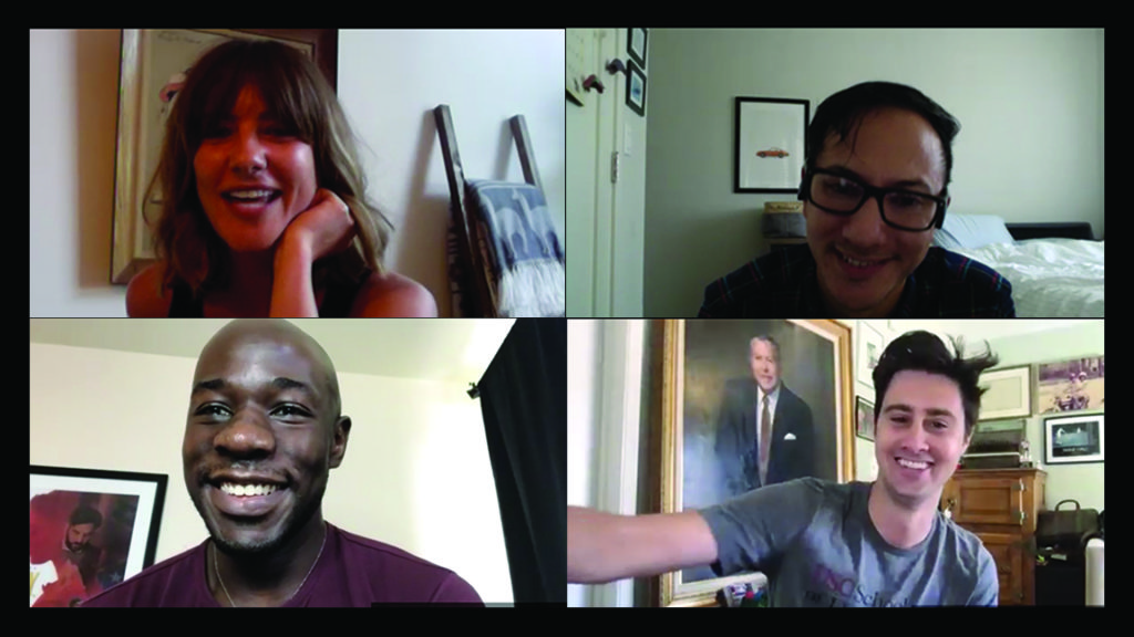 Four alumni on Zoom call