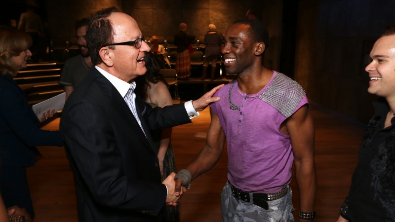 USC President Max Nikias visits the cast of Trojan Women