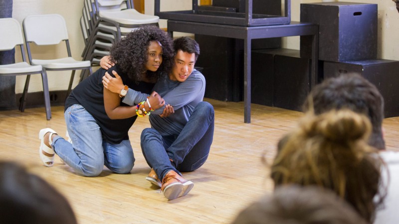 Image of students performing in an Improv and Theatre Games class.