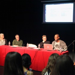 From Graduation to New Media panelists speak to an audience at the New Media Day at the Scene Dock Theatre. (Photos by Chae Chaput)