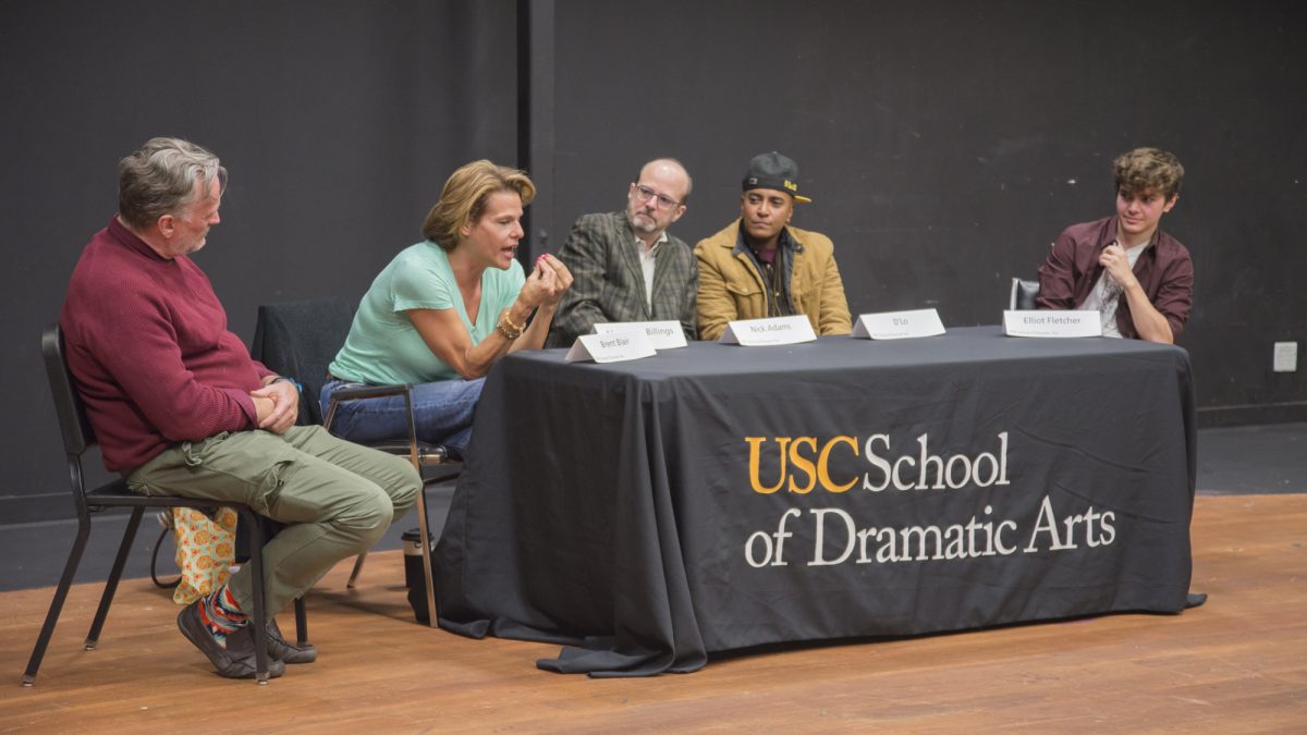 Alexandra Billings speaking on panel discussing the transparency of Hollywood