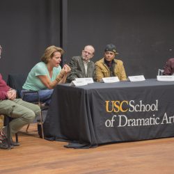 Alexandra Billings speaking on panel discussing the transparency of Hollywood