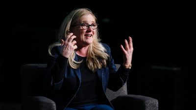 Nancy Cartwright speaking at USC