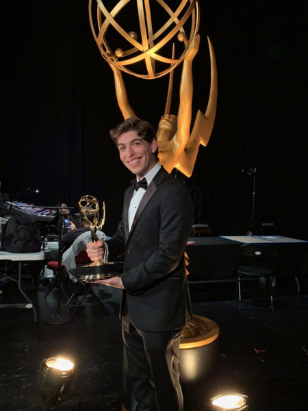 Student Evan Macedo at the Emmy Awards