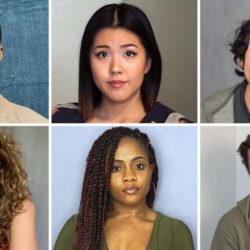 Images from USC's MFA and BFA program online showcase in 2020. Clockwise from left: Brent Grimes, Chelsea Sik, Matt Gomez Hidaka, Benjamin Hirschhorn, Deja Thompson, Abigail Coryell