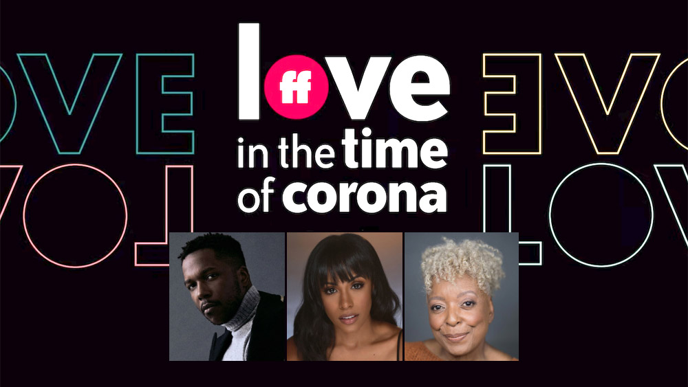 Love in the Time of Corona art and headshots of three cast members