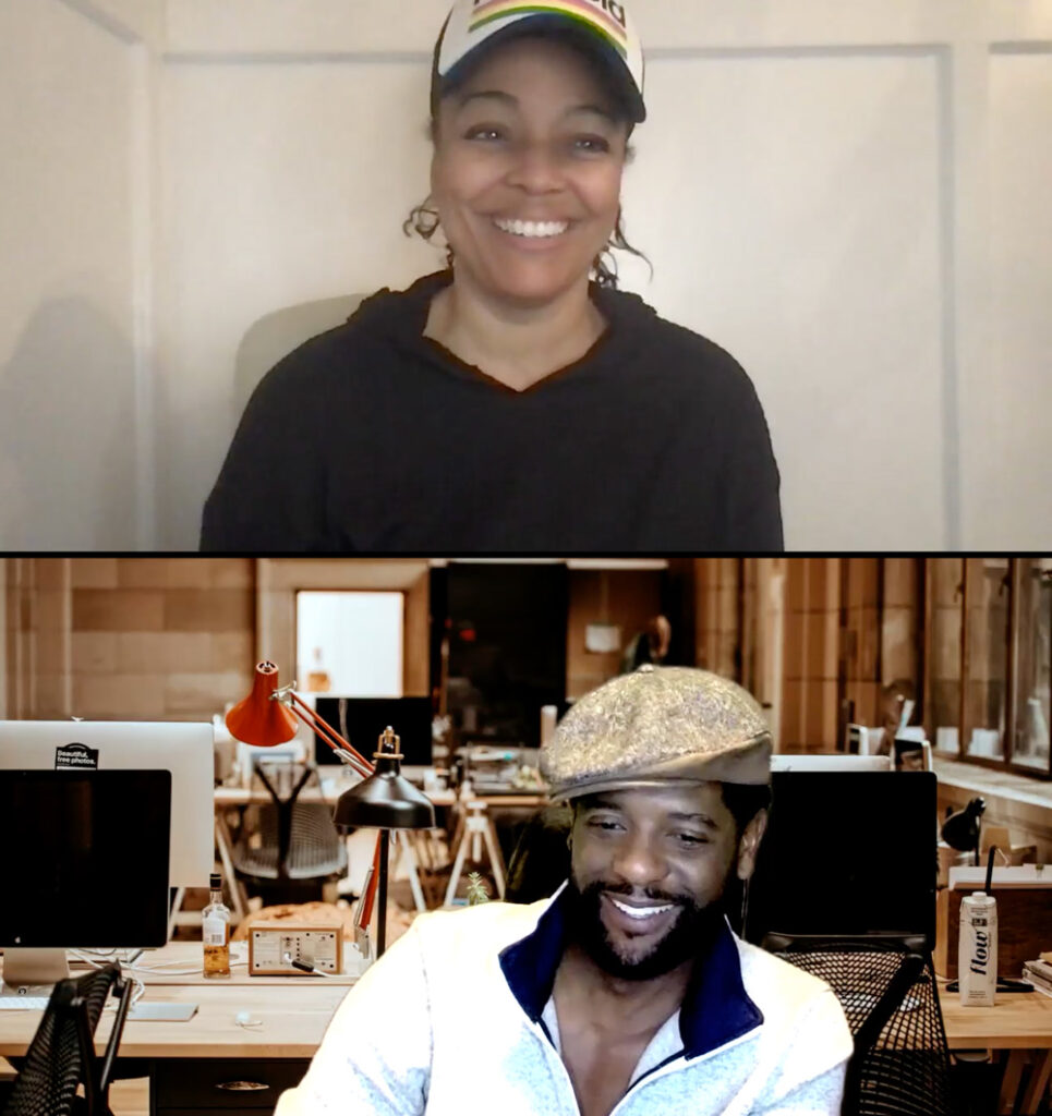 Kim Fields and Blair Underwood during a Zoom conversation for SDA.
