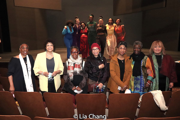 For Colored Girls' original cast in the house with the revival cast standing on stage