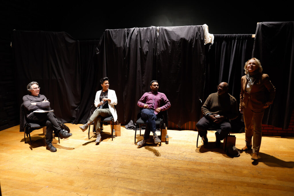 The USC School of Dramatic Arts Multihyphenate Artistic Entrepreneurship Masterclass featuring
(l to r) Tony Taccone, Susan Dalian, Snehal Desai, Gregg T. Daniel and Kate Burton. PHOTO BY Ryan Miller/Capture Imaging