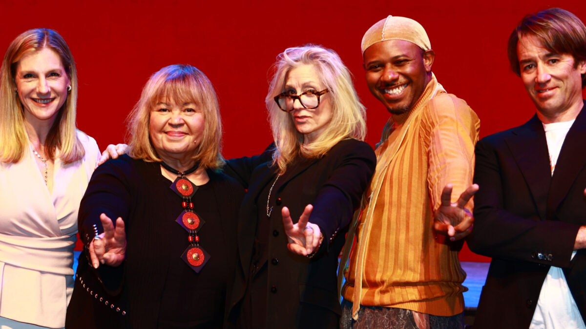 Emily Roxworthy, Michele Shay, Judith Light, Larry Powell, and Jonas Pate flash a 