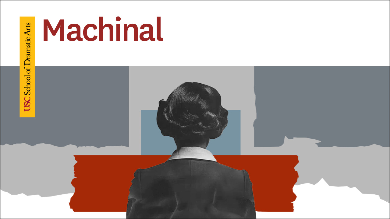 The word "Machinal" over art of the back of a woman's head.