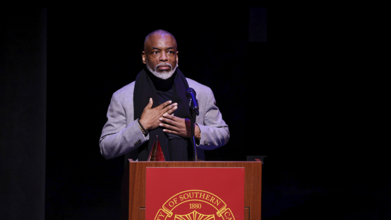 LeVar Burton accepting Robert Redford Award for Engaged Artists. Photo by Luis Luque/Capture Imaging