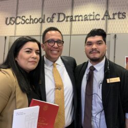 Ramón Valdez poses with SDA colleagues Mabel Lopez and Sergio Ramirez in the lobby of the Bing Theatre.